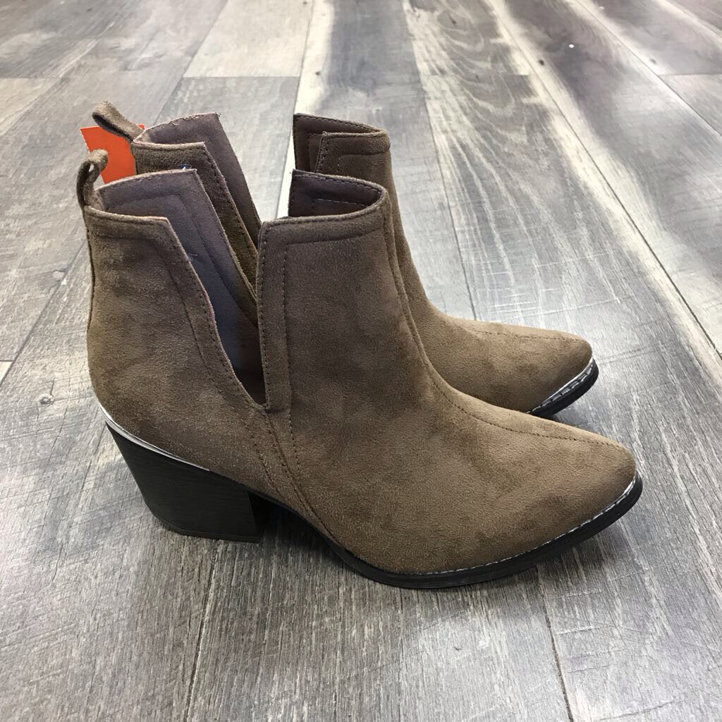 TAN/SILVER TOE BOOTIE