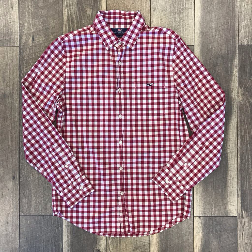 CRANBERRY GINGHAM BUTTON DOWN