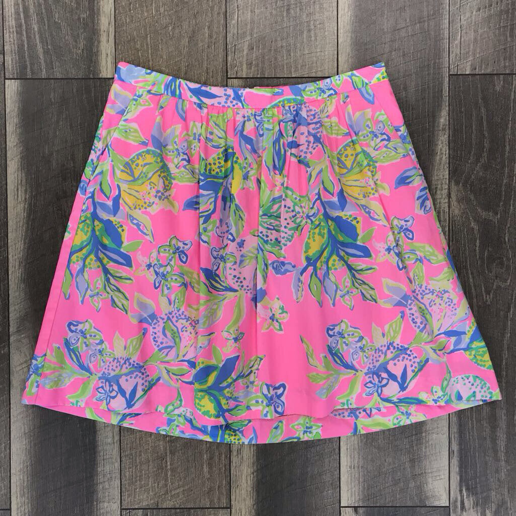PINK FLORAL PLEATED SKIRT