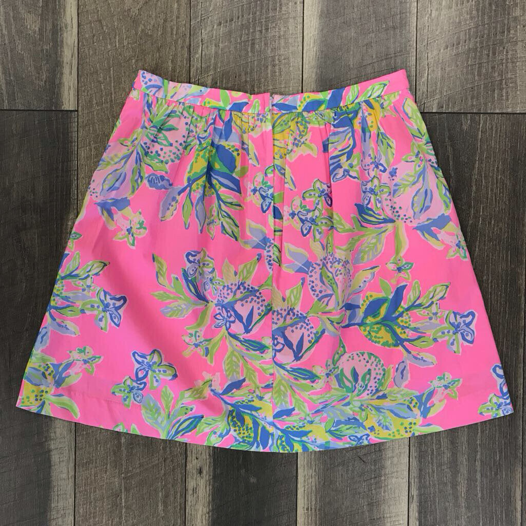 PINK FLORAL PLEATED SKIRT