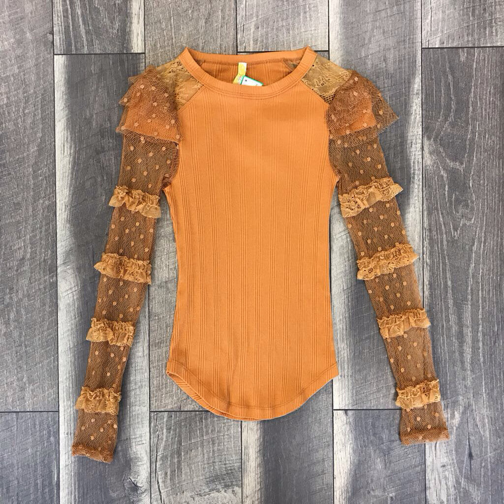 MUSTARD LACE RIBBED TALK