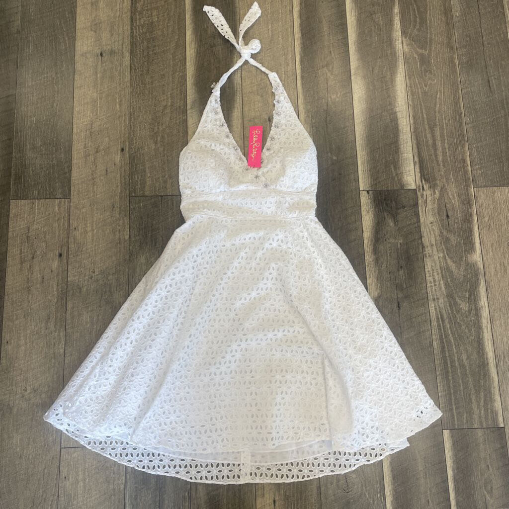 WHITE FLOWER PETAL EYELET DRESS- NWT
