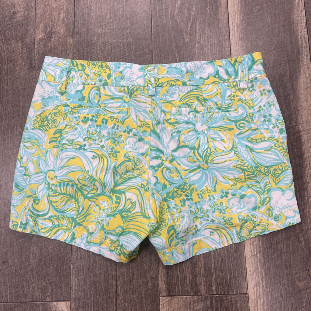 YELLOW/AQUA TROPICAL PALM CALLAHAN SHORTS