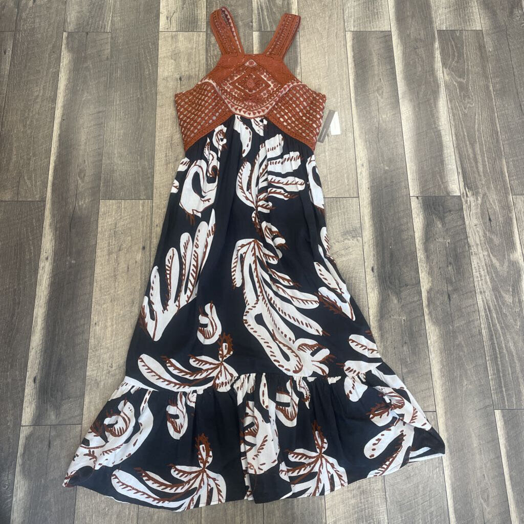 BLK/BROWN MOTIFF MAXI DRESS- NWT