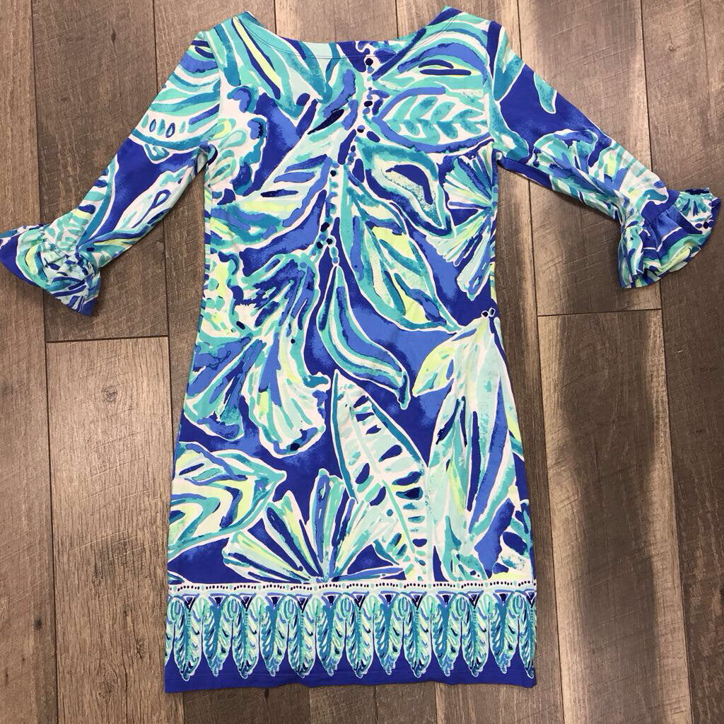 BLUE SOPHIE RUFFLE DRESS