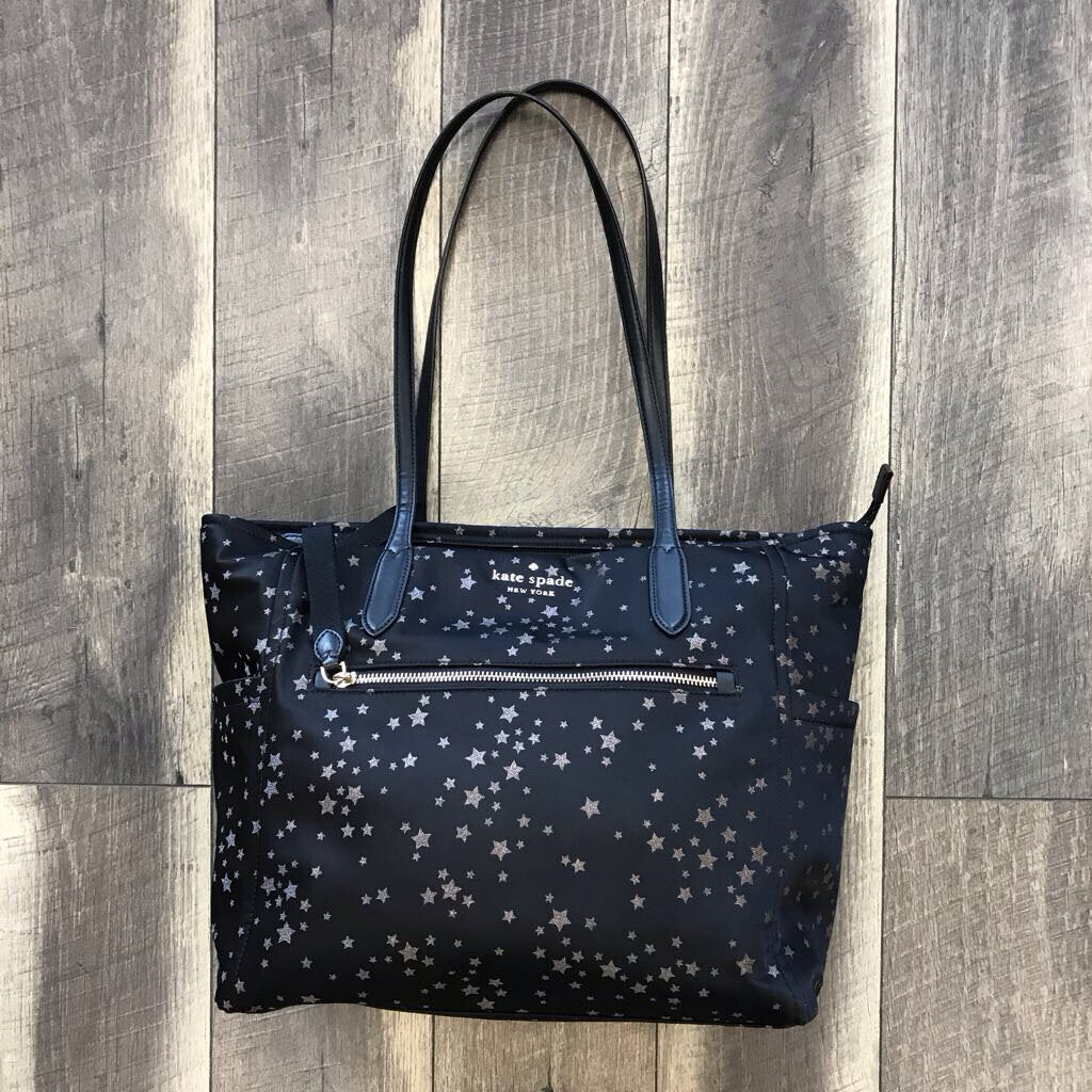 BLACK STARS NYLON TOTE
