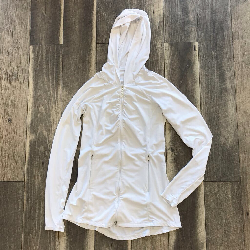 WHITE ZIP UP ACTIVE HOODIE
