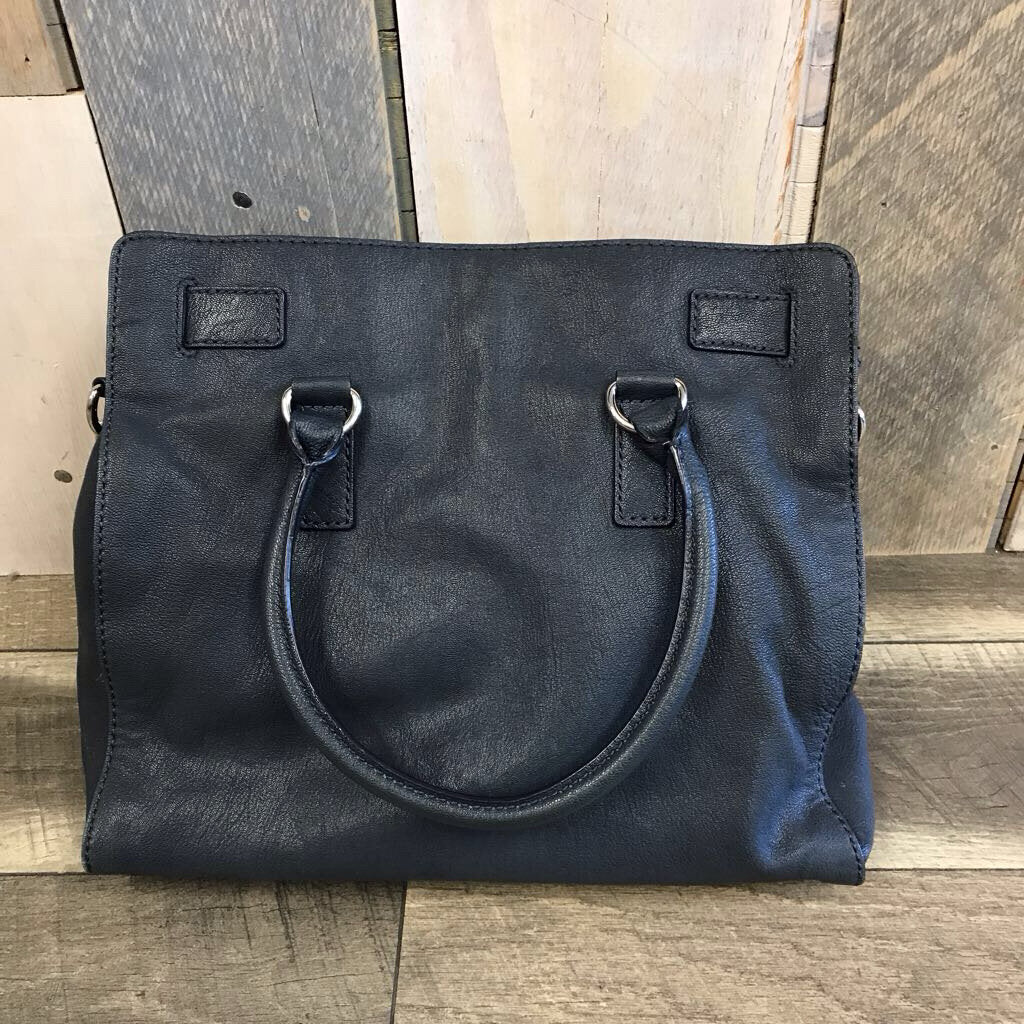 NAVY/SILVER LEATHER TOTE