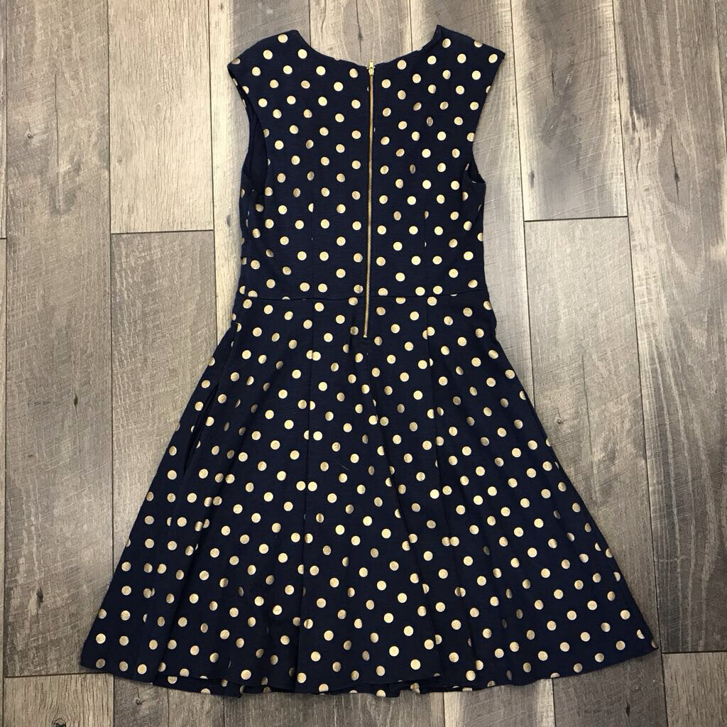 NAVY GOLD POLKA DOT DRESS-NWT