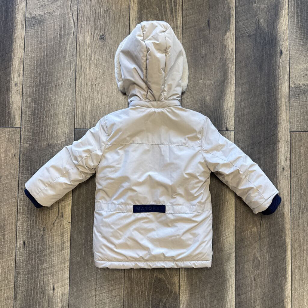 BEIGE WINTER JACKET W/ FUR TRIM