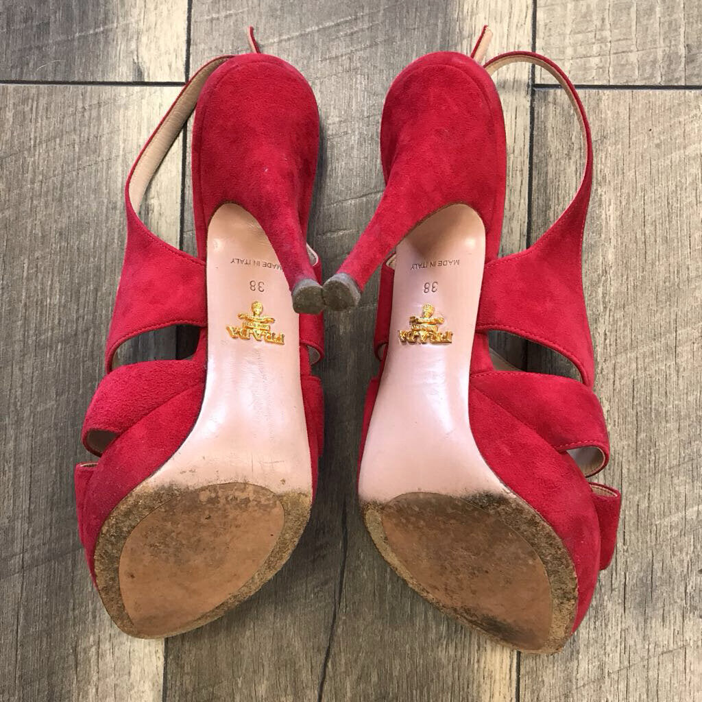 AUTHENTIC RED SUEDE PLATFORM HEELS