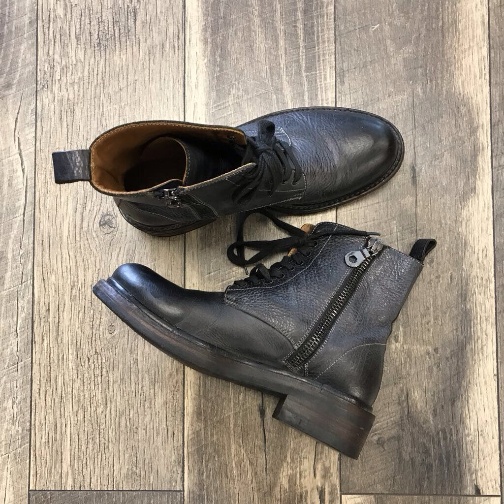 BLK LEATHER COMBAT BOOT