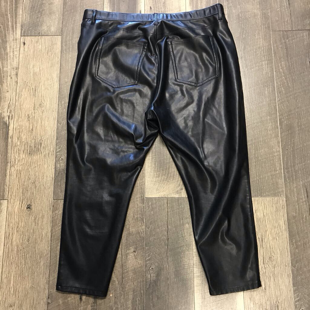BLK FAUX SKINNY HI RISE