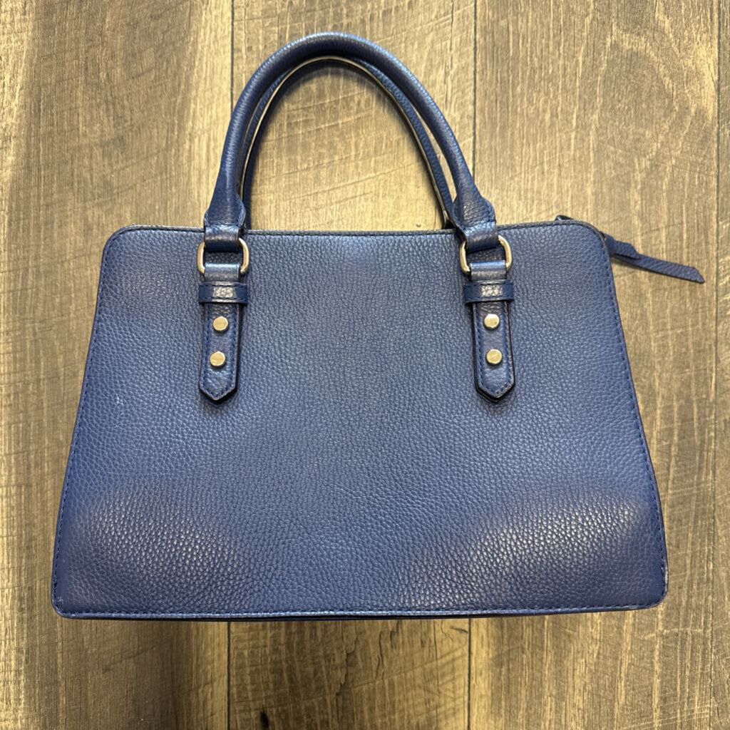 NAVY PEBBLED HAND BAG