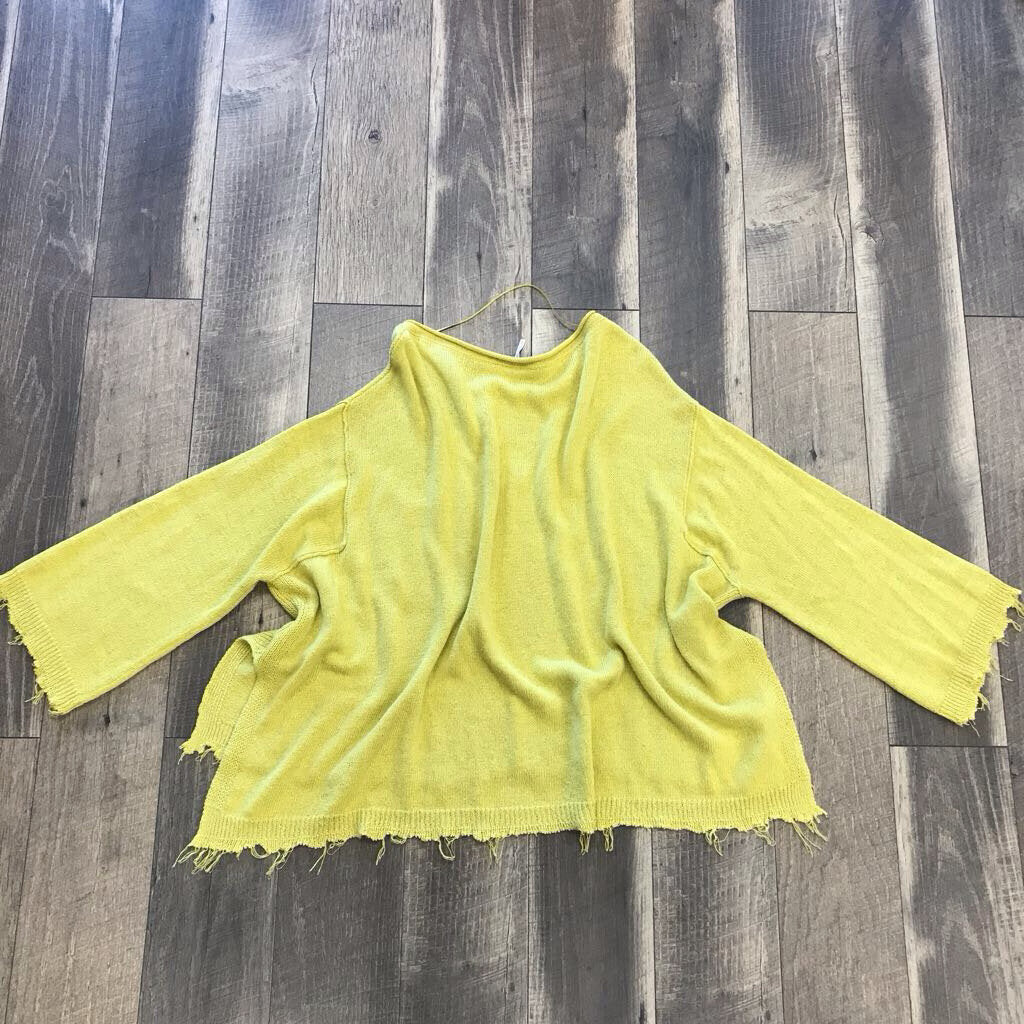 YELLOW OVERSIZED POCKET KNIT SWEATER- AS IS