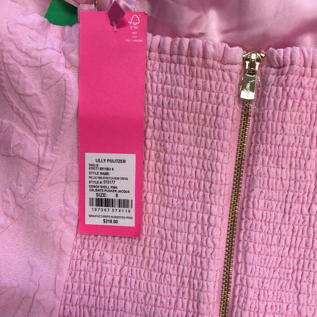 PINK STRETCH BOW DRESS- NWT