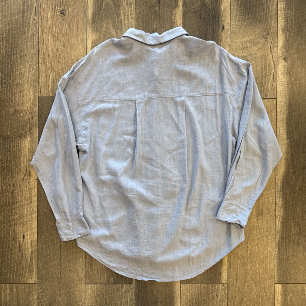 LIGHT BLUE LINEN BOYFRIEND SHIRT