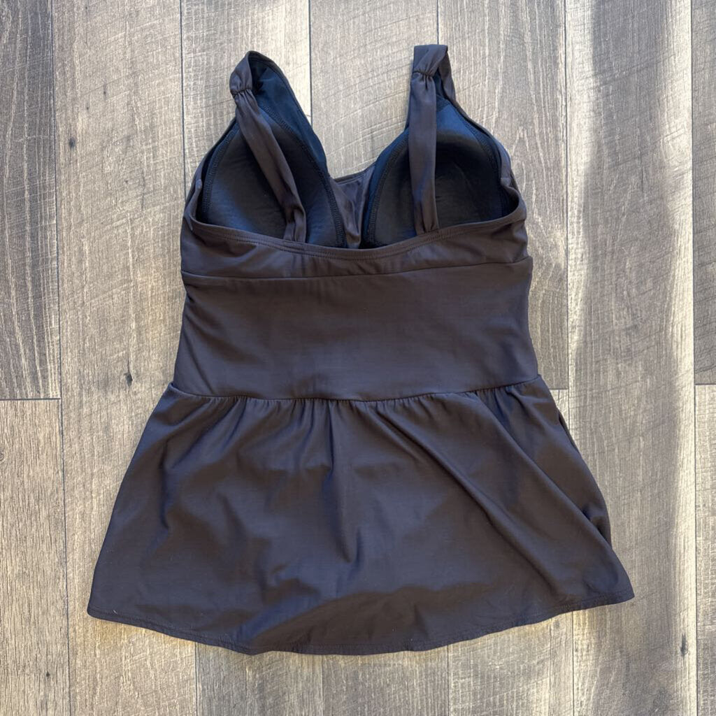 BROWN ROUCHED SWIM DRESS