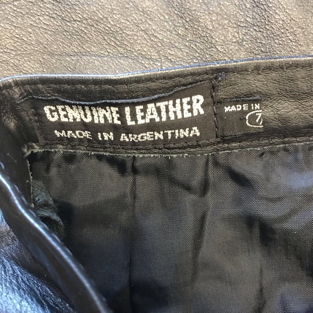 BLK PENCILLEATHER SKIRT