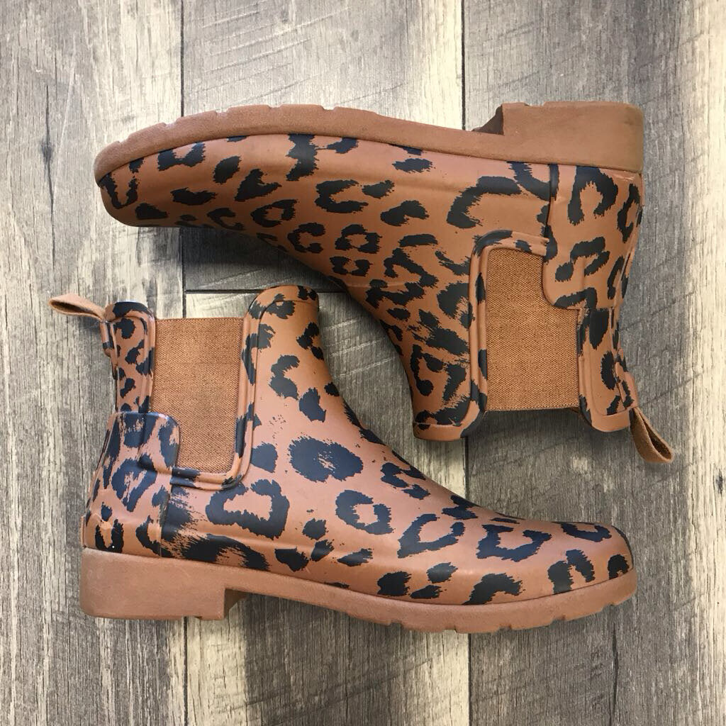 BROWN LEOPARD ANKLE RAINBOOT
