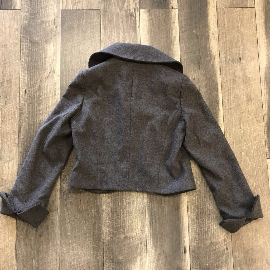 GRAY WOOL CROP JACKET