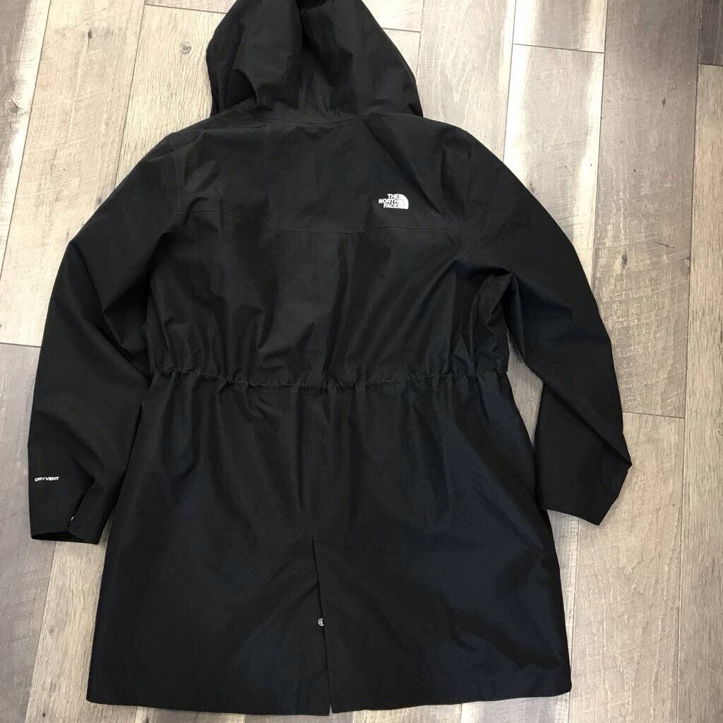 BLK LONG CINCH WAIST RAINCOAT