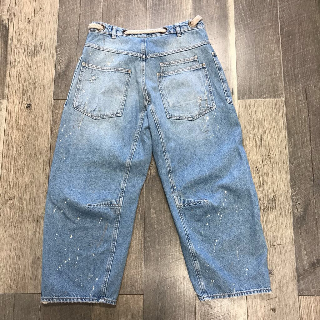BARREL PAINT SPLAT JEAN W/KNOTTED BELT