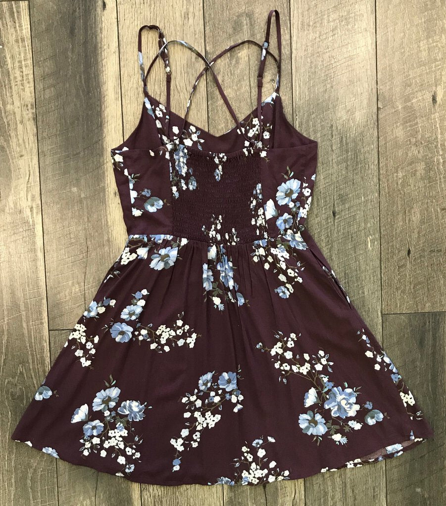 MAROON FLORAL DRESS