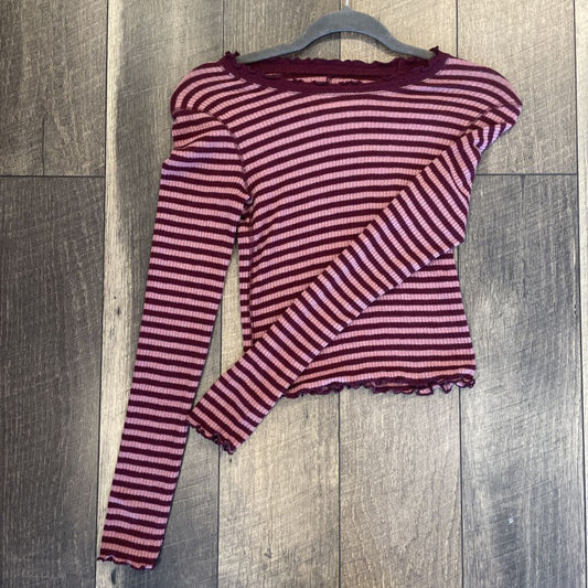 MAROON STRIPE LS