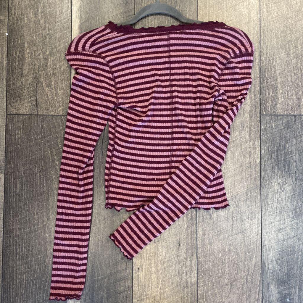 MAROON STRIPE LS