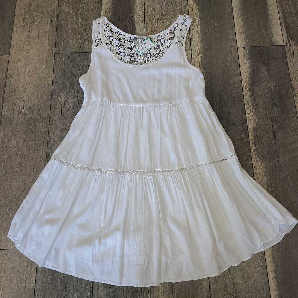 WHITE CROCHET BACK DRESS