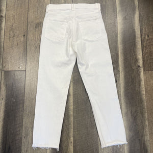 WHITE BUTTON FLY JEANS