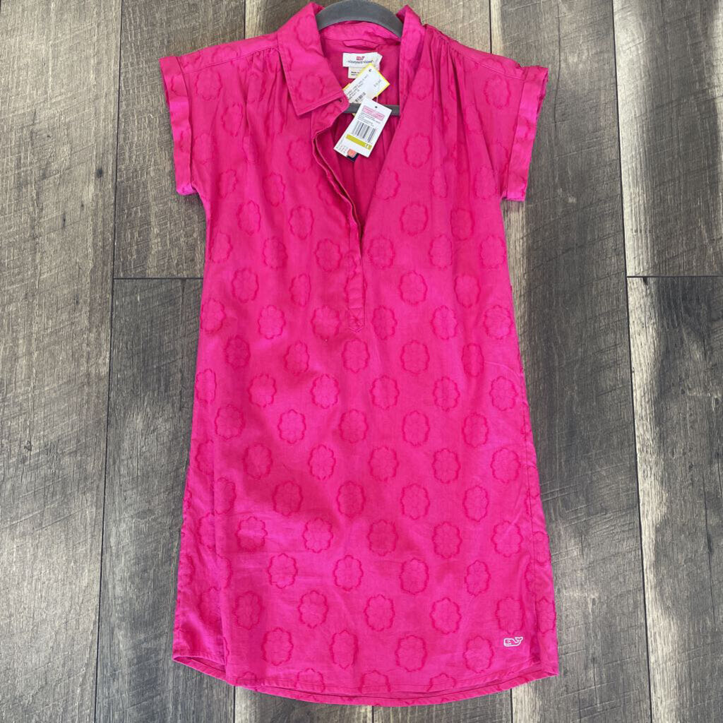 GIRLS HOT PINK JAQUARD PRINT DRESS-NWT