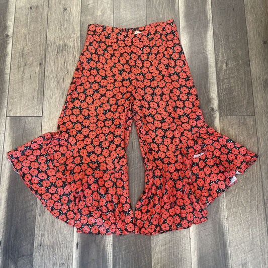 FLOWERED RUFFLE BOTTOM PANTS