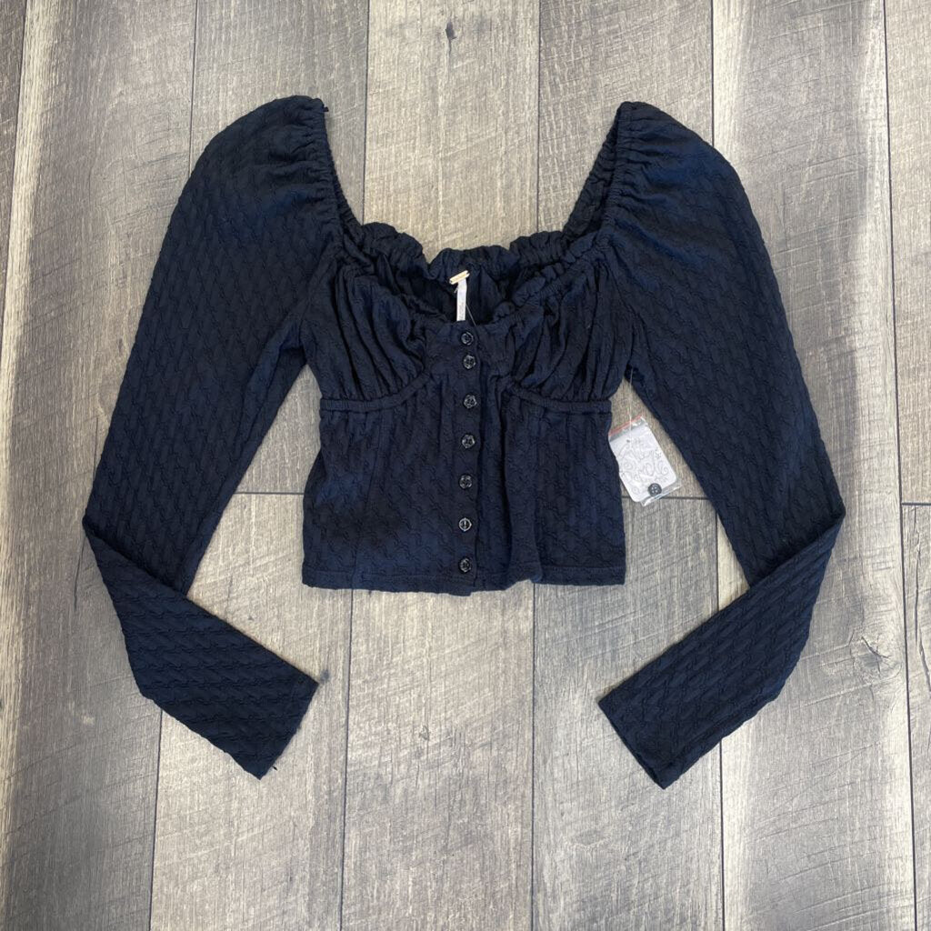 BLK BUTTON UP LS- NWT