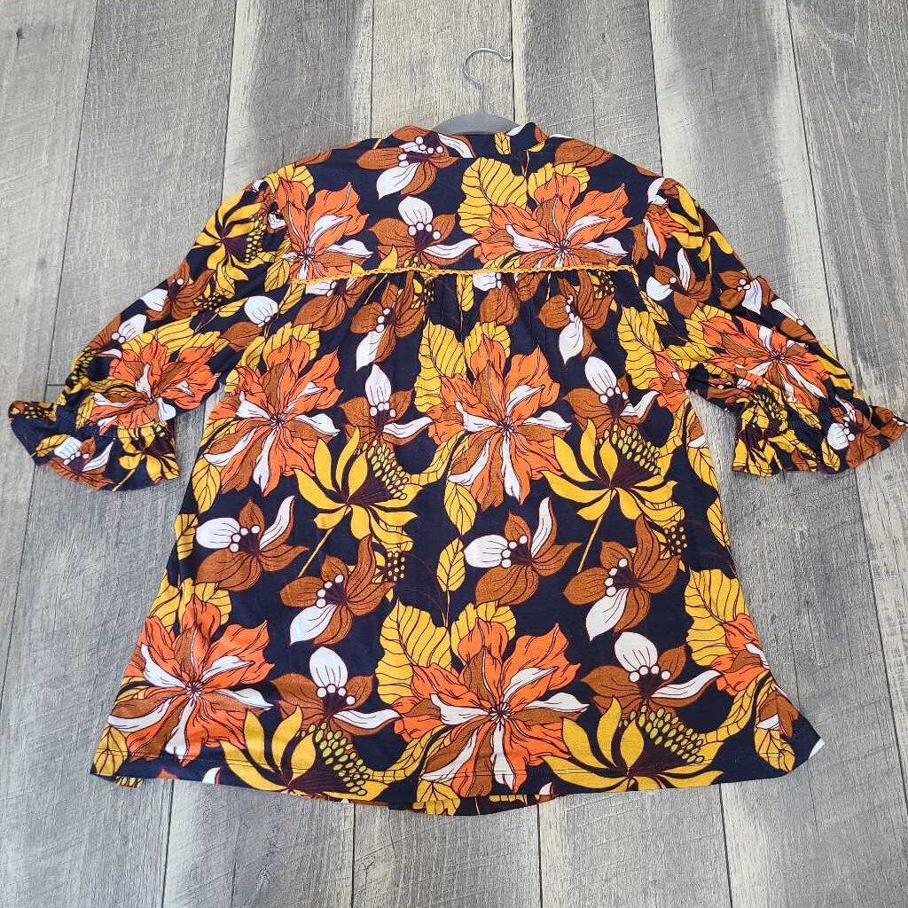 ORANGE FLORAL BLOUSE-NWT