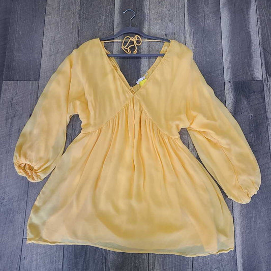 YELLOW LOW V DRESS