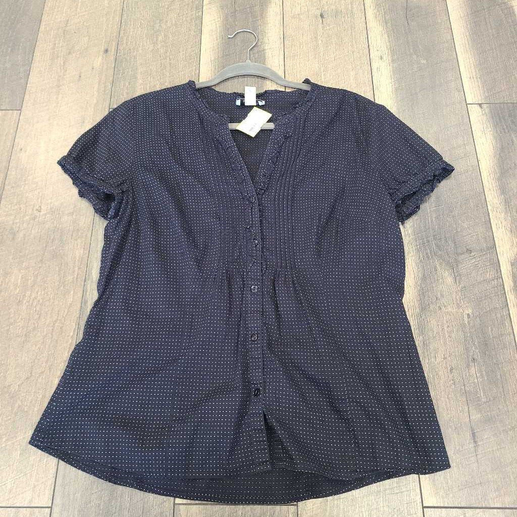 NAVY DOT S/S BLOUSE