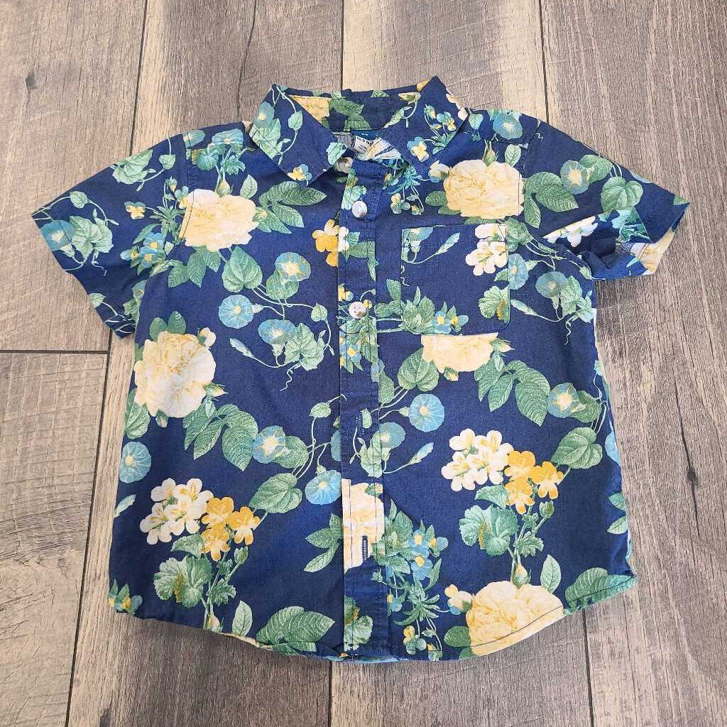 BLUE FLORAL BUTTON UP