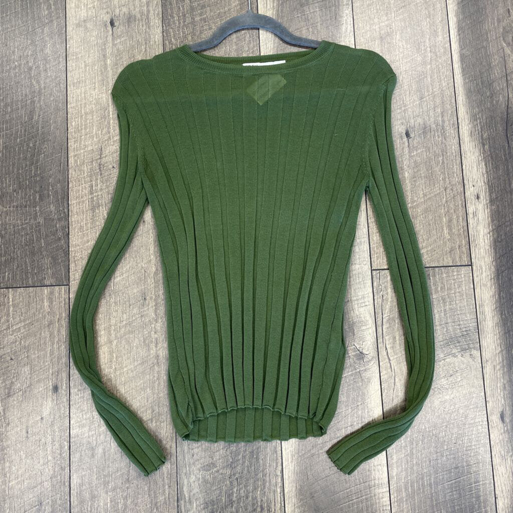 GREEN RIBBED SWEATER