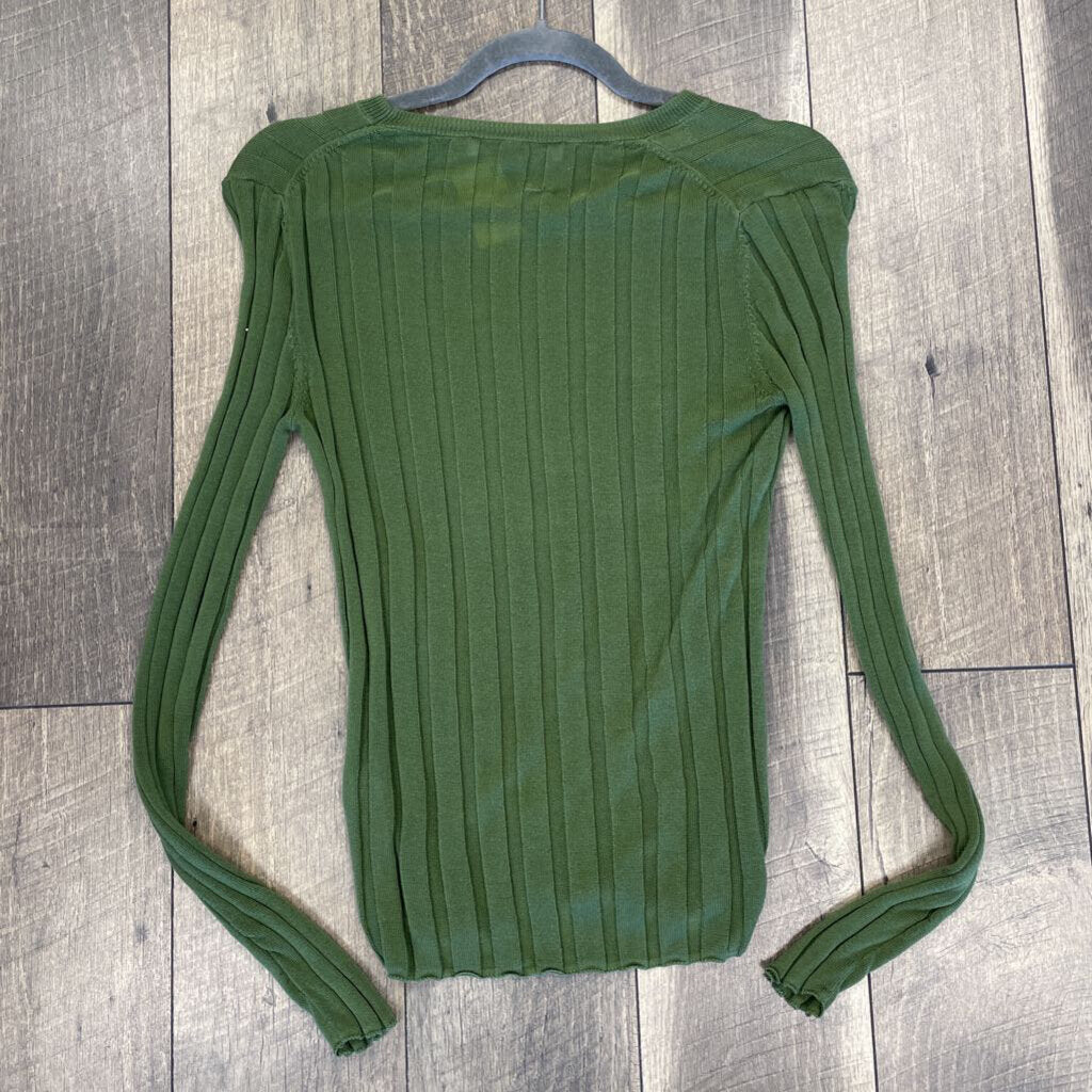 GREEN RIBBED SWEATER