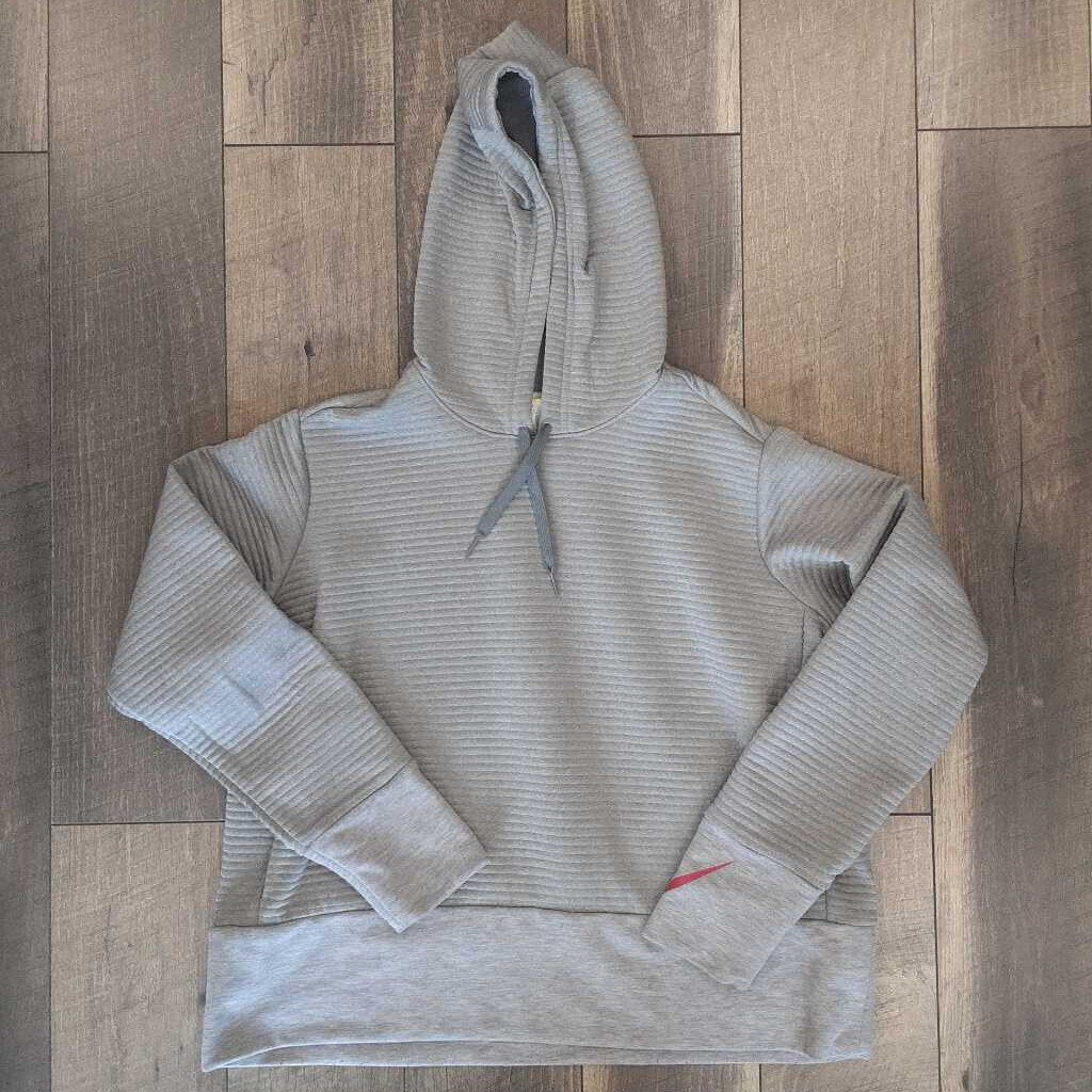 GREY RIBBED HOODIE