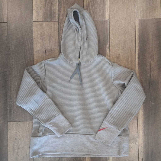 GREY RIBBED HOODIE