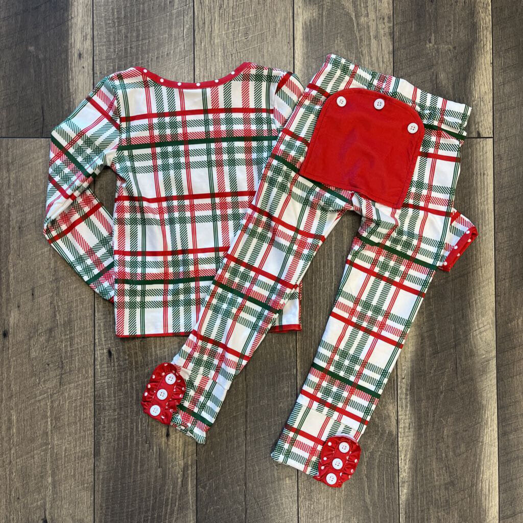 PLAID RUFFLE PJ 2P- NEW