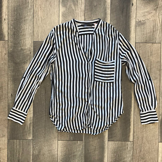 BLK/WHT STRIPED BLOUSE