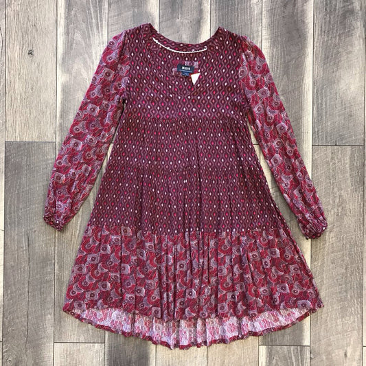 BURGANDY PRINT BOHO DRESS