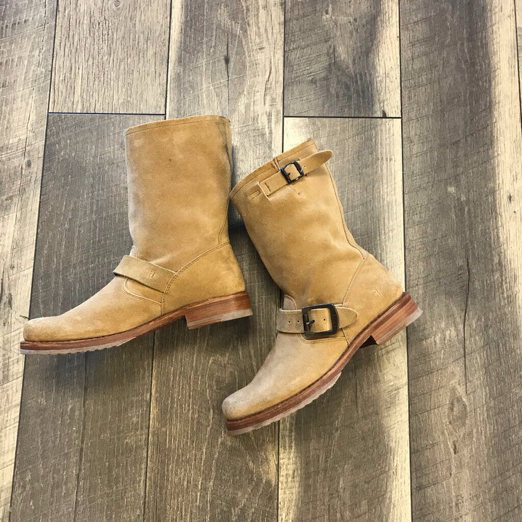 CAMEL SUEDE BOOTS- AS IS