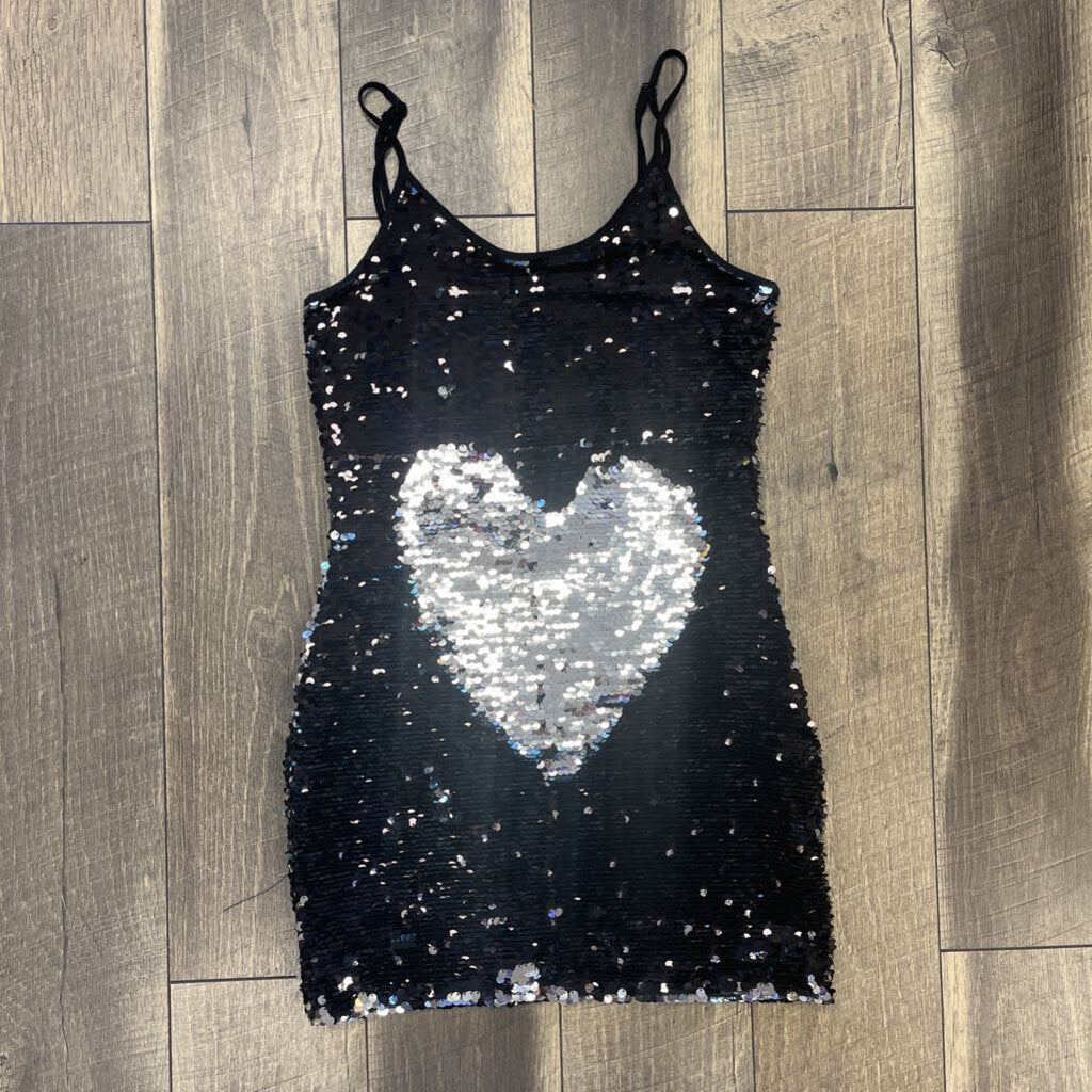 SILVER/BLK SEQUIN DRESS