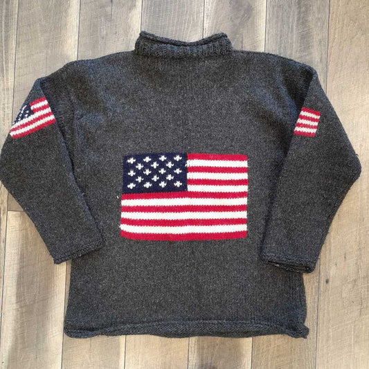 GRAY FLAG WOOL SWEATER