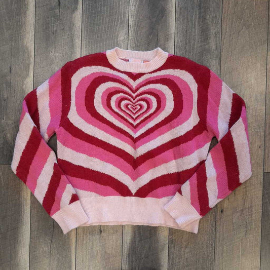 PINK/RED HEART SWEATER